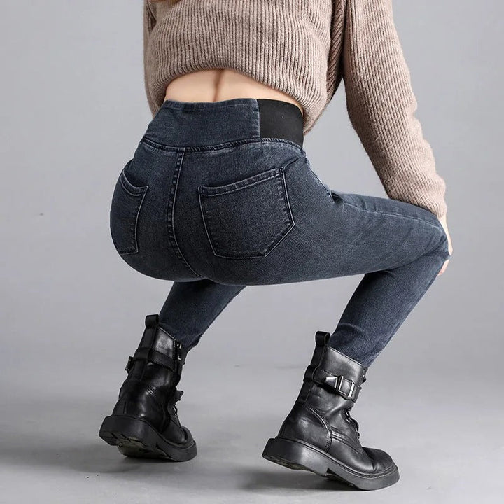Kvinnor Denimbukser Hög Midja Slim Fit Jeans