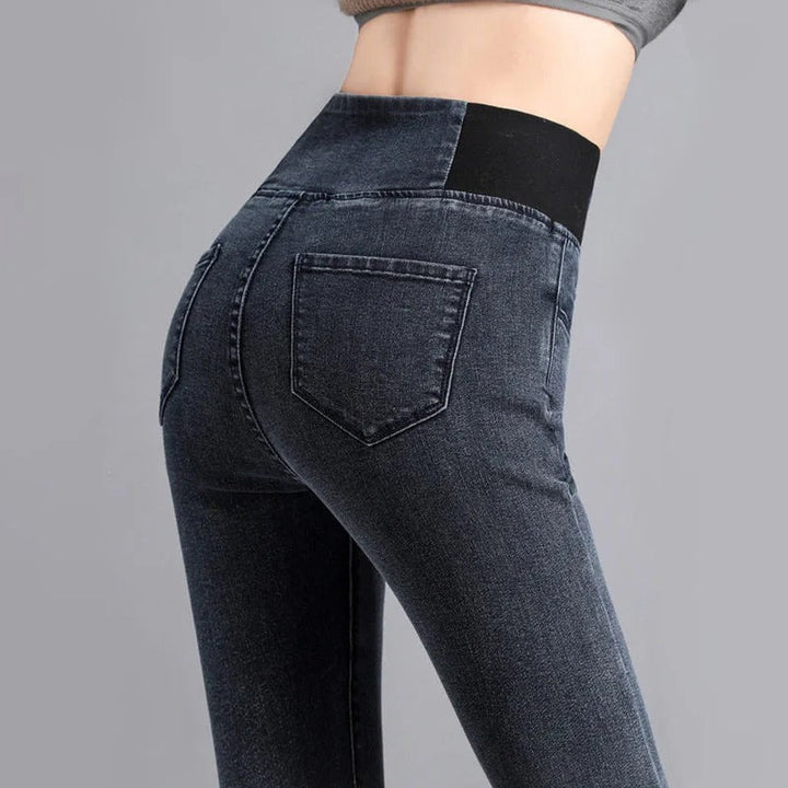Kvinnor Denimbukser Hög Midja Slim Fit Jeans