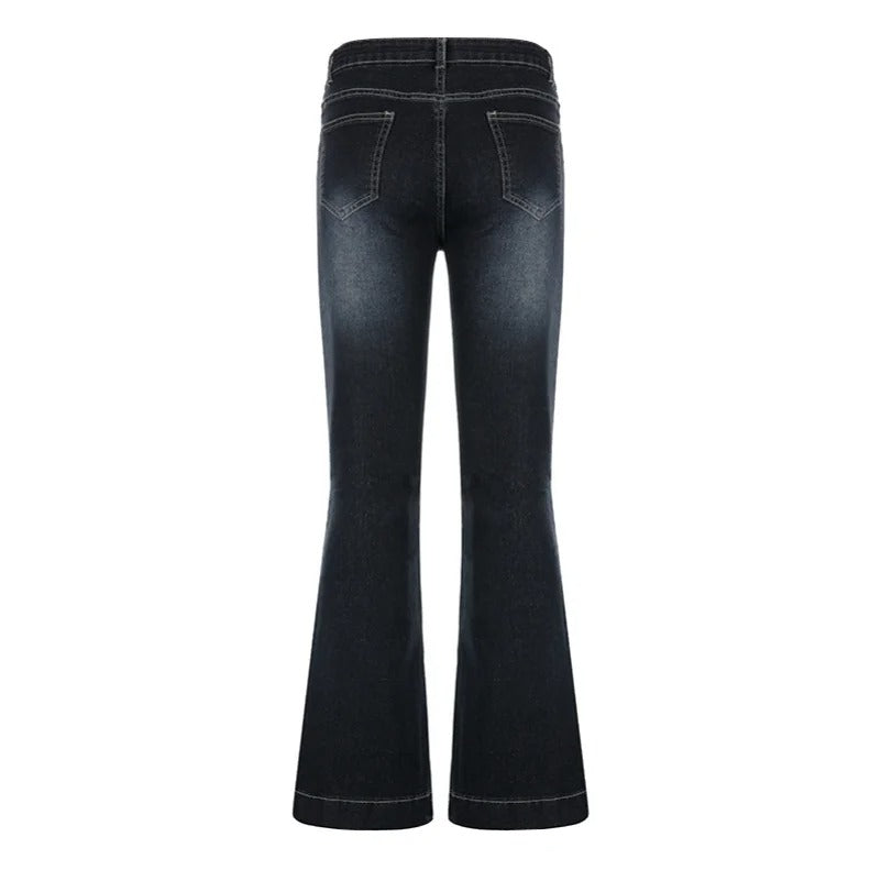 Kvinnor Flare-jeans med Låg Midja – Trendig Retrostil