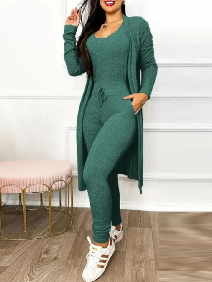Kvinnor Snöring Jumpsuit &amp; Kåpesett – Elegant Tvådelad Outfit