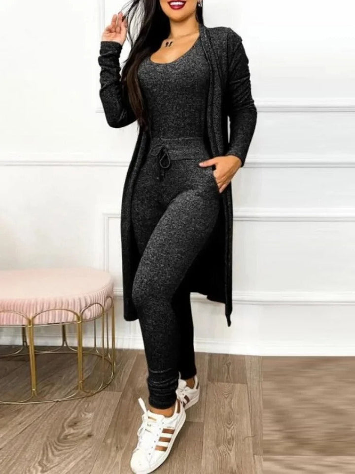 Kvinnor Snöring Jumpsuit &amp; Kåpesett – Elegant Tvådelad Outfit