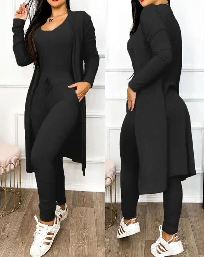 Kvinnor Snöring Jumpsuit &amp; Kåpesett – Elegant Tvådelad Outfit
