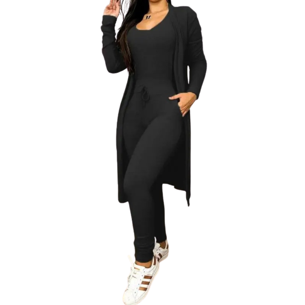 Kvinnor Snöring Jumpsuit &amp; Kåpesett – Elegant Tvådelad Outfit
