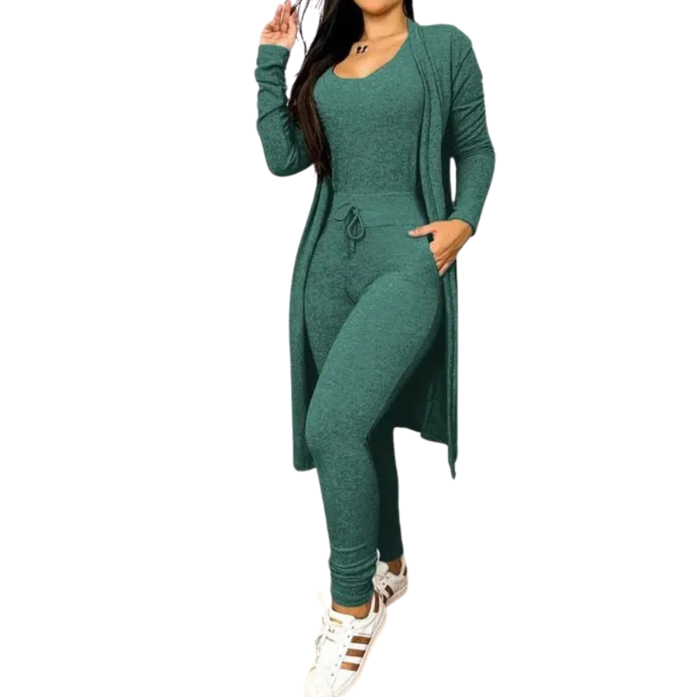 Kvinnor Snöring Jumpsuit &amp; Kåpesett – Elegant Tvådelad Outfit