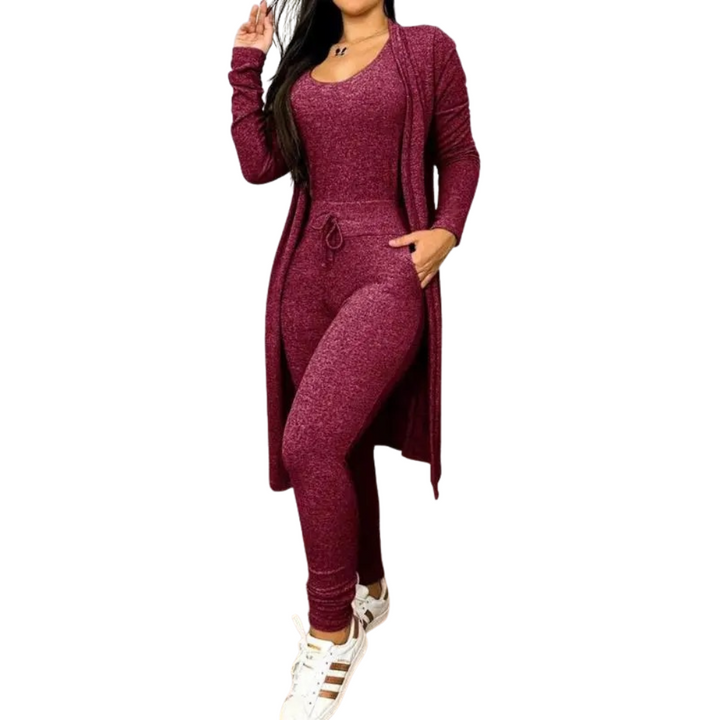 Kvinnor Snöring Jumpsuit &amp; Kåpesett – Elegant Tvådelad Outfit