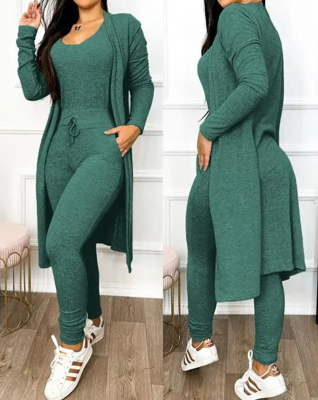 Kvinnor Snöring Jumpsuit &amp; Kåpesett – Elegant Tvådelad Outfit