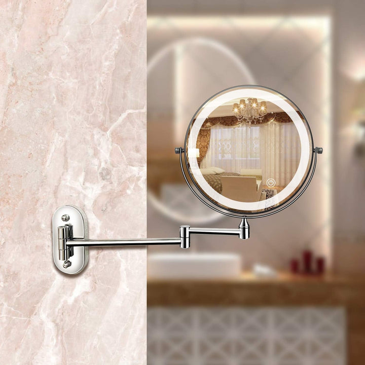 Kvinnor LED-Forstörrelsesspeil med Oppladbart Krom Design