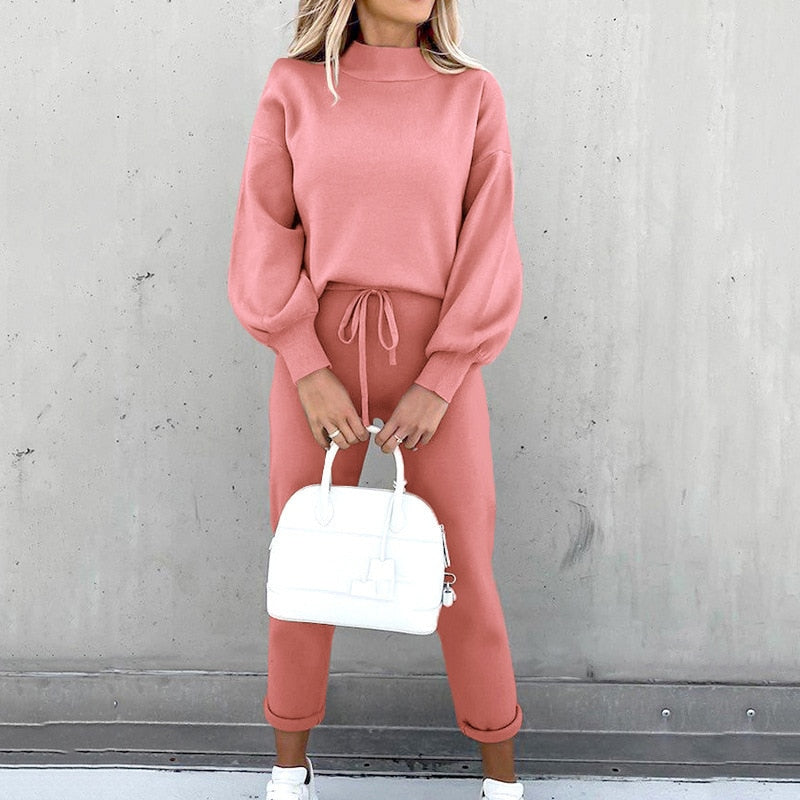 Kvinnornas Bekväma Loungewear Set med Ballongermer