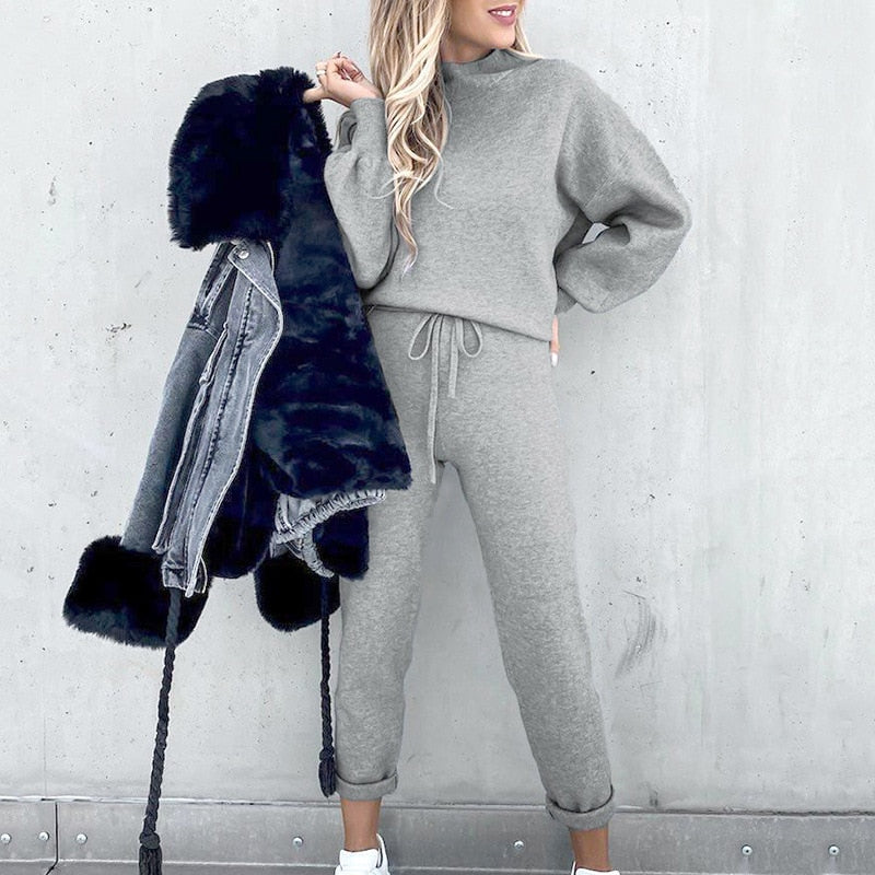 Kvinnornas Bekväma Loungewear Set med Ballongermer
