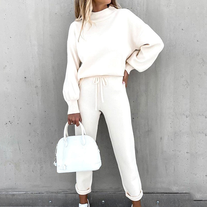 Kvinnornas Bekväma Loungewear Set med Ballongermer
