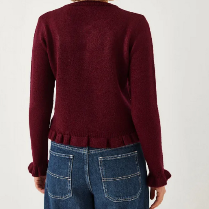 Kvinnor Teksturert Stickad Cardigan