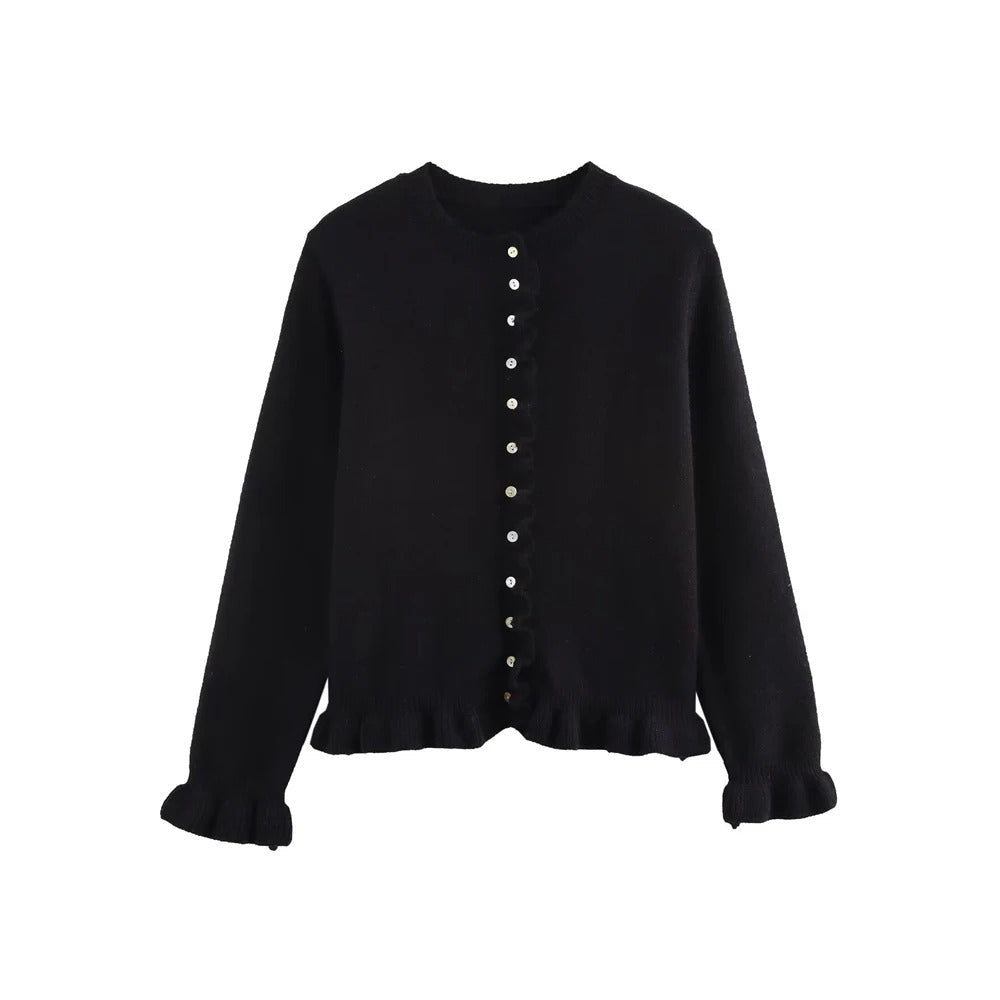 Kvinnor Teksturert Stickad Cardigan