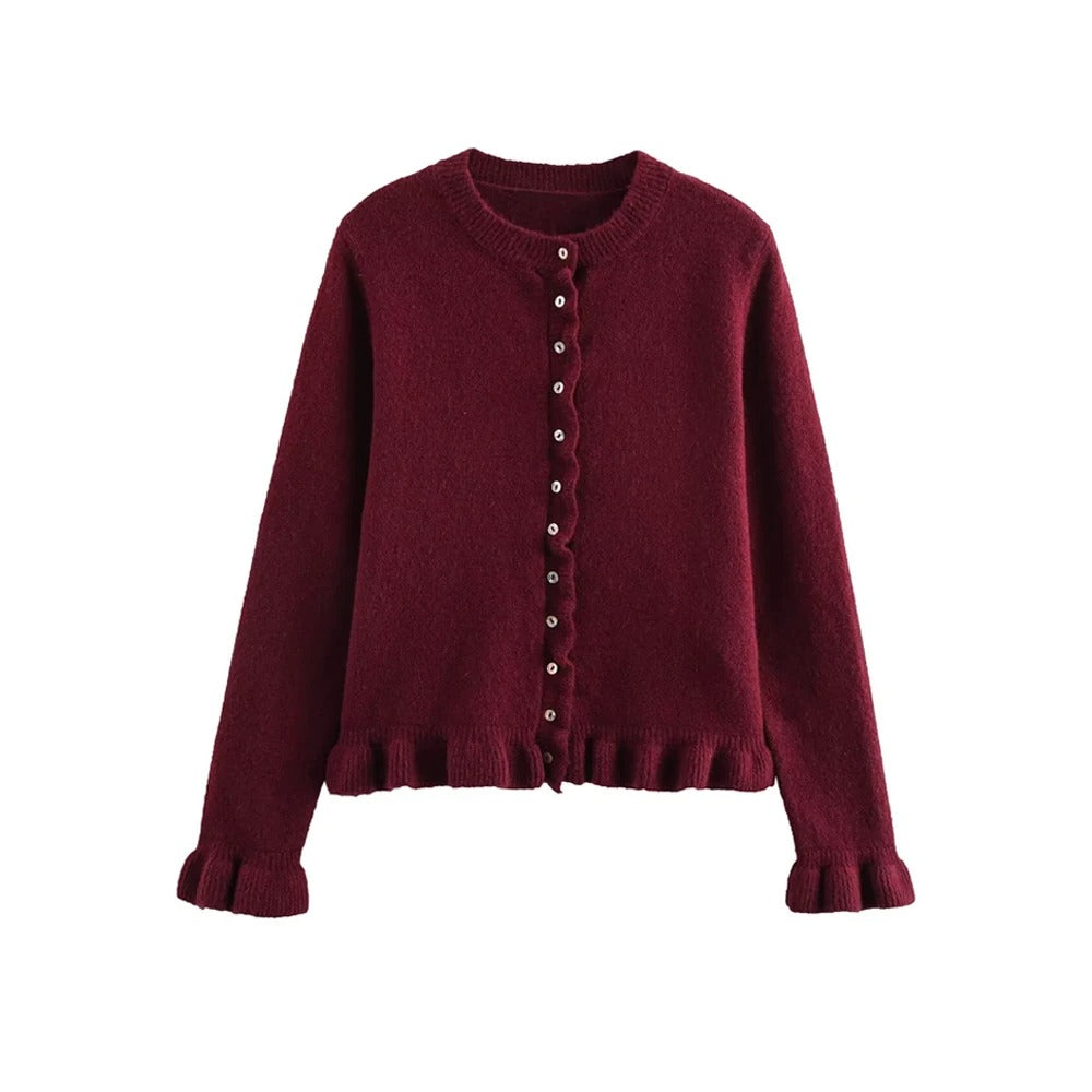 Kvinnor Teksturert Stickad Cardigan