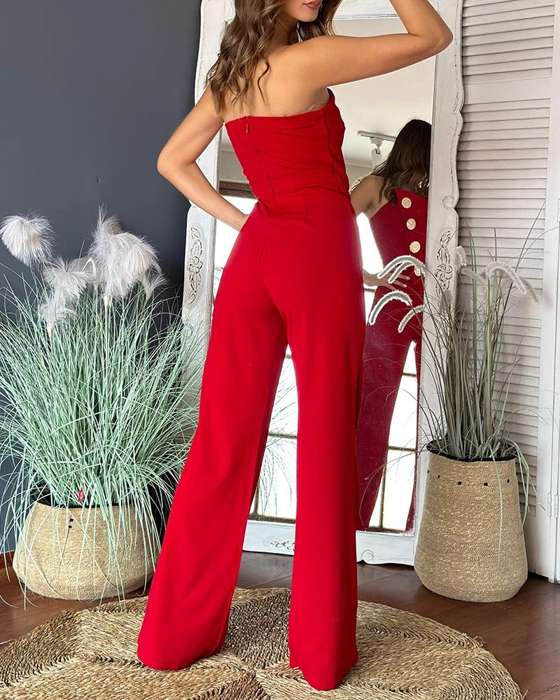 Dam Asymmetrisk Bandeau-Jumpsuit