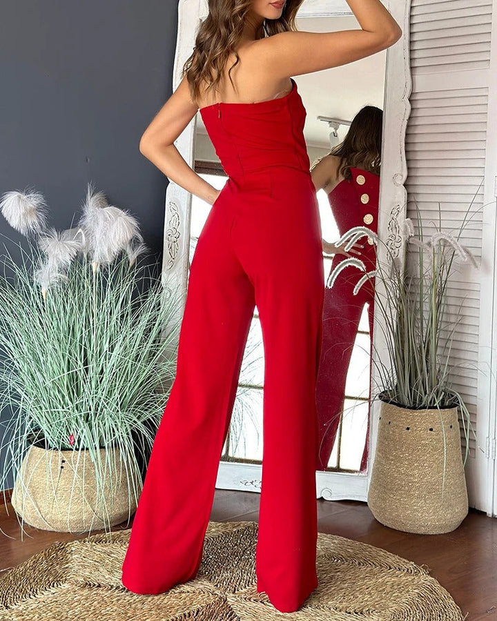 Dam Asymmetrisk Bandeau-Jumpsuit