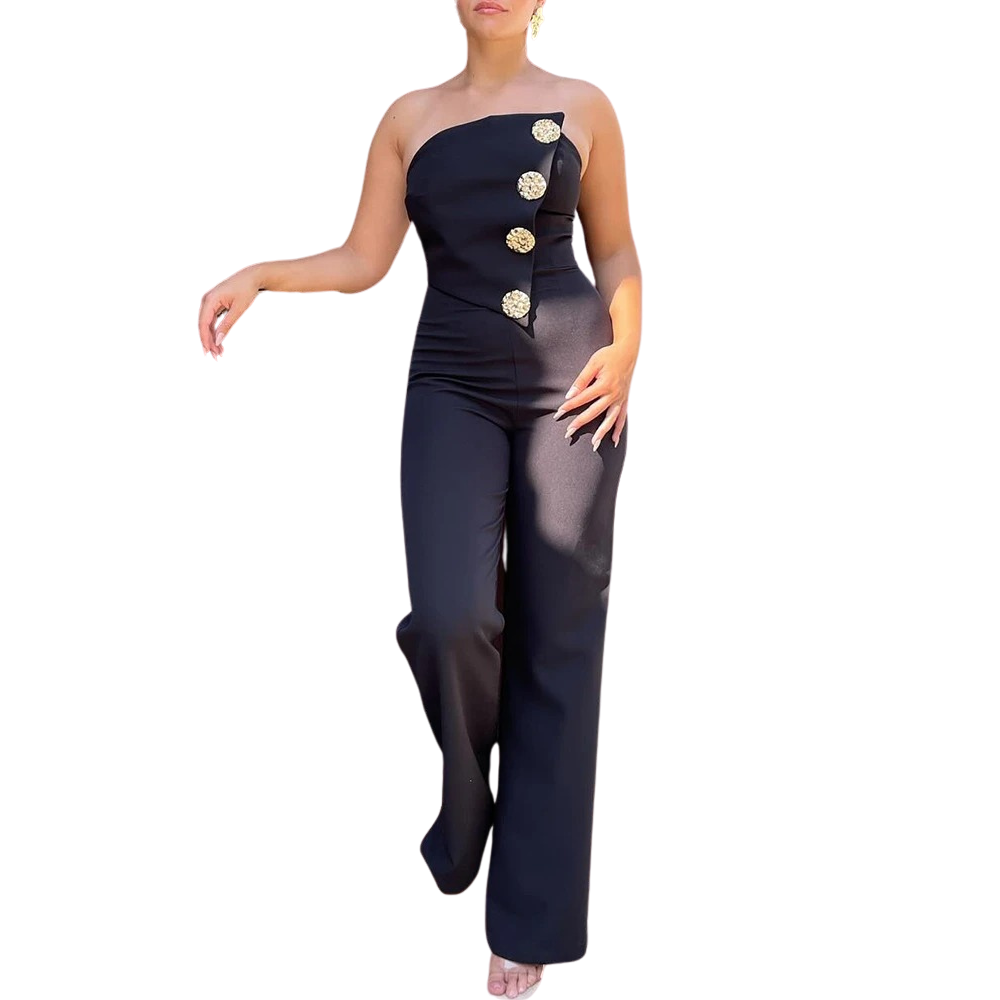Dam Asymmetrisk Bandeau-Jumpsuit