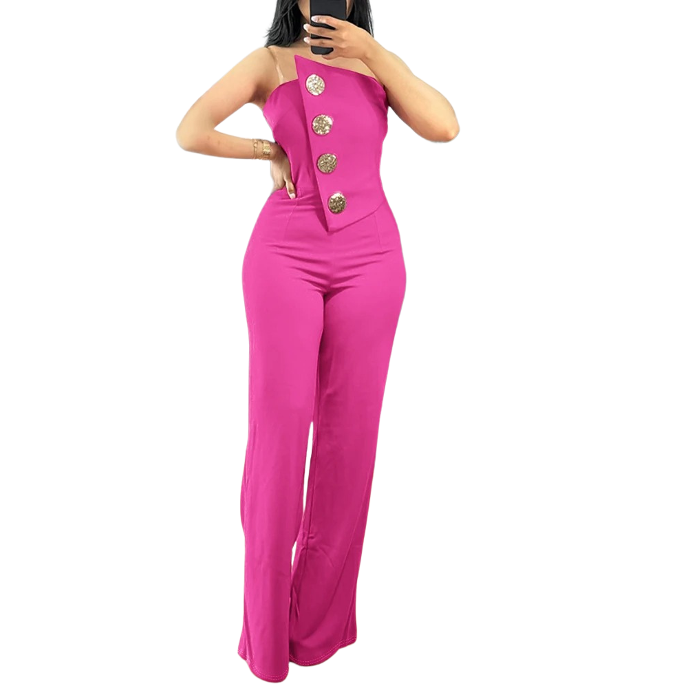 Dam Asymmetrisk Bandeau-Jumpsuit