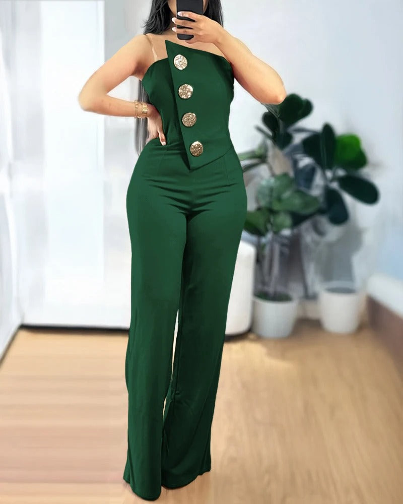 Dam Asymmetrisk Bandeau-Jumpsuit