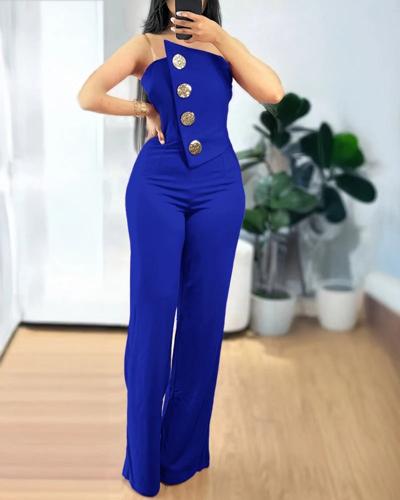 Dam Asymmetrisk Bandeau-Jumpsuit