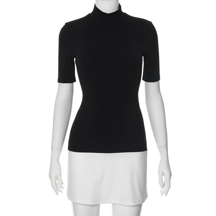Dam Patchwork Turtleneck Bodycon-klänning