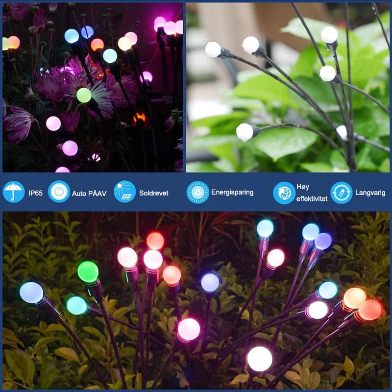 LED Ildflue Solcellelys - Färgendring Hagebelysning