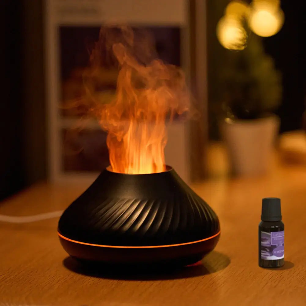 LED Luftfukter med Vulkanflamme för Atmosfär och Välbefinnande