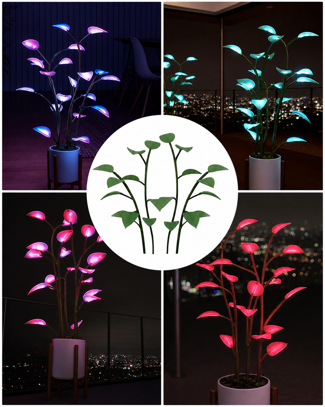 LED Planteformet Lampa med Dynamisk Fargeveksling