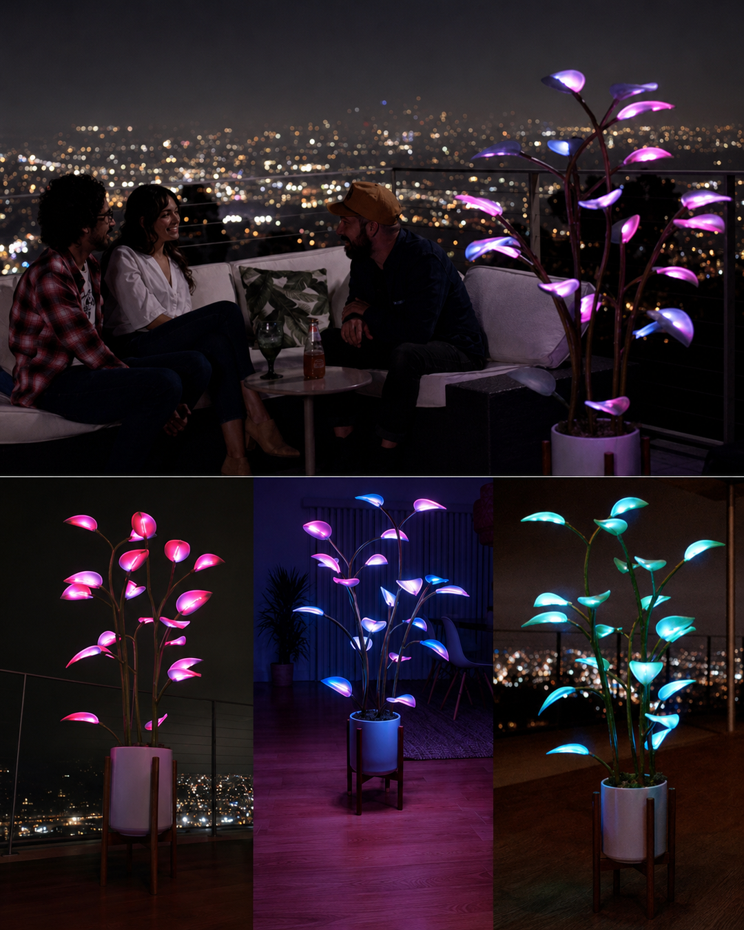 LED Planteformet Lampa med Dynamisk Fargeveksling