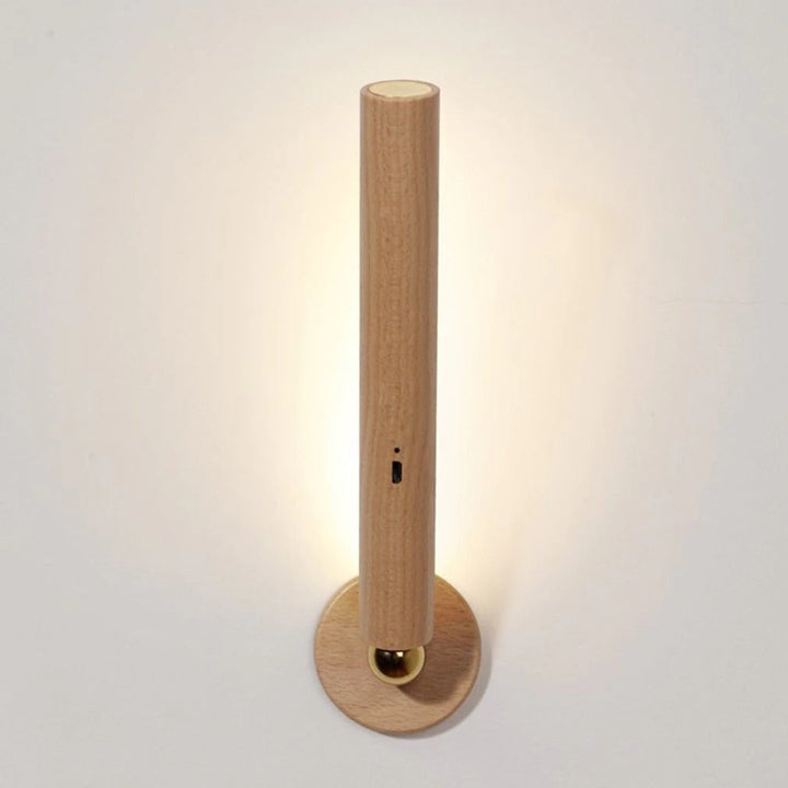 LED Roterende Vägglampa i Trä med 360° Justering