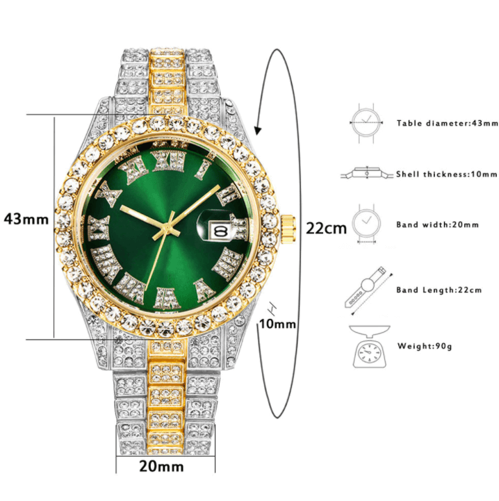 Iced Out Herreklokke med Romertall – Lyxig Glans
