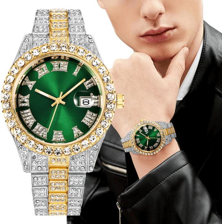 Iced Out Herreklokke med Romertall – Lyxig Glans