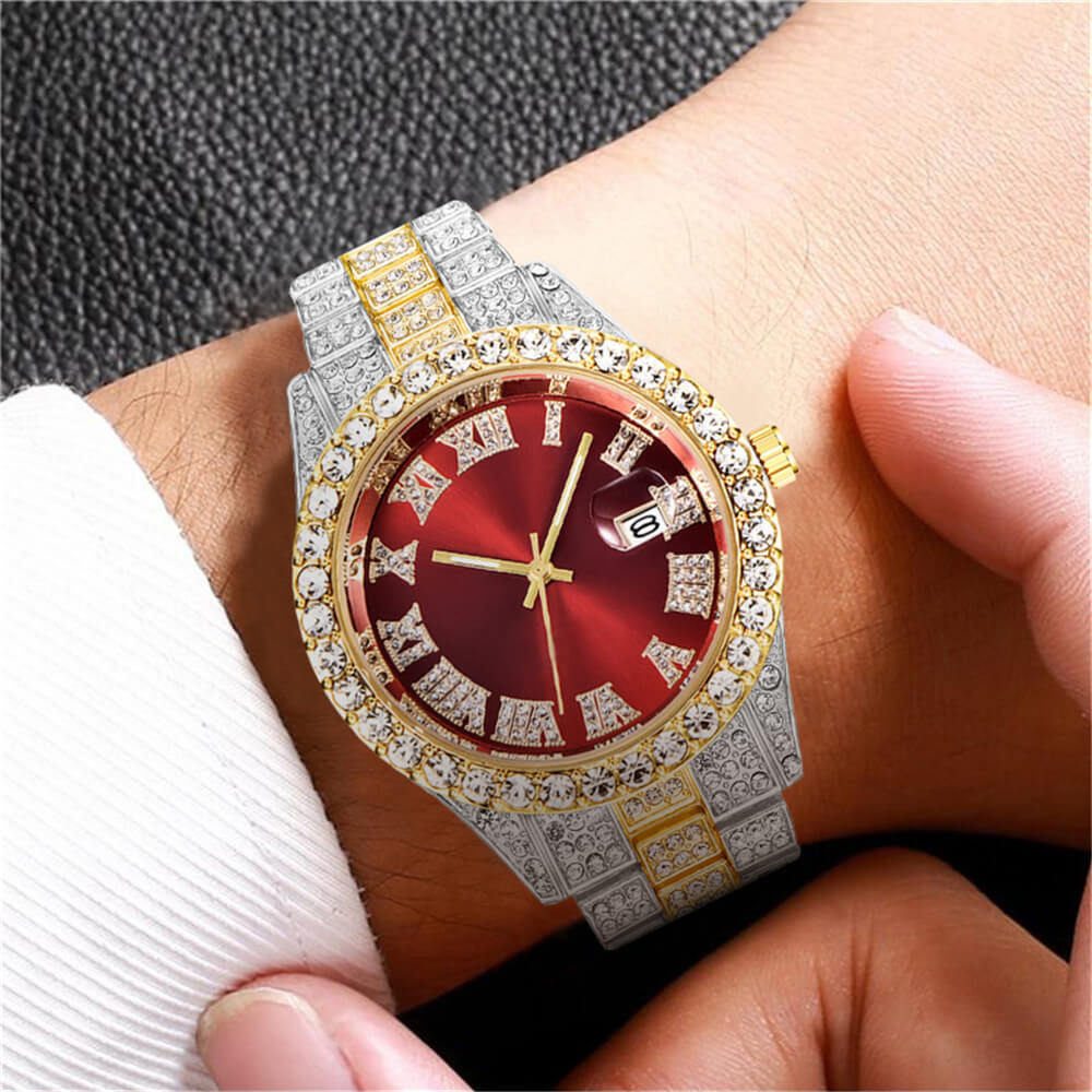 Iced Out Herreklokke med Romertall – Lyxig Glans
