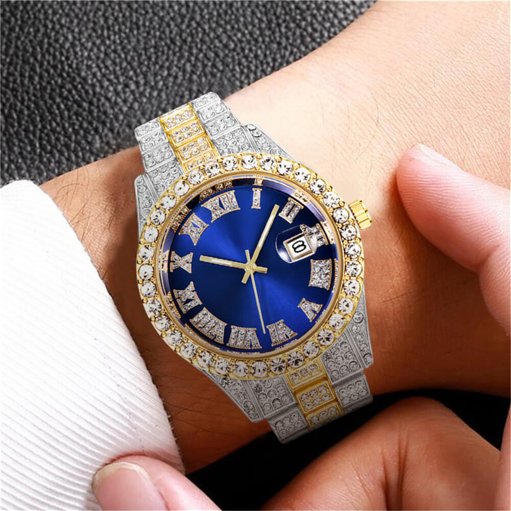 Iced Out Herreklokke med Romertall – Lyxig Glans