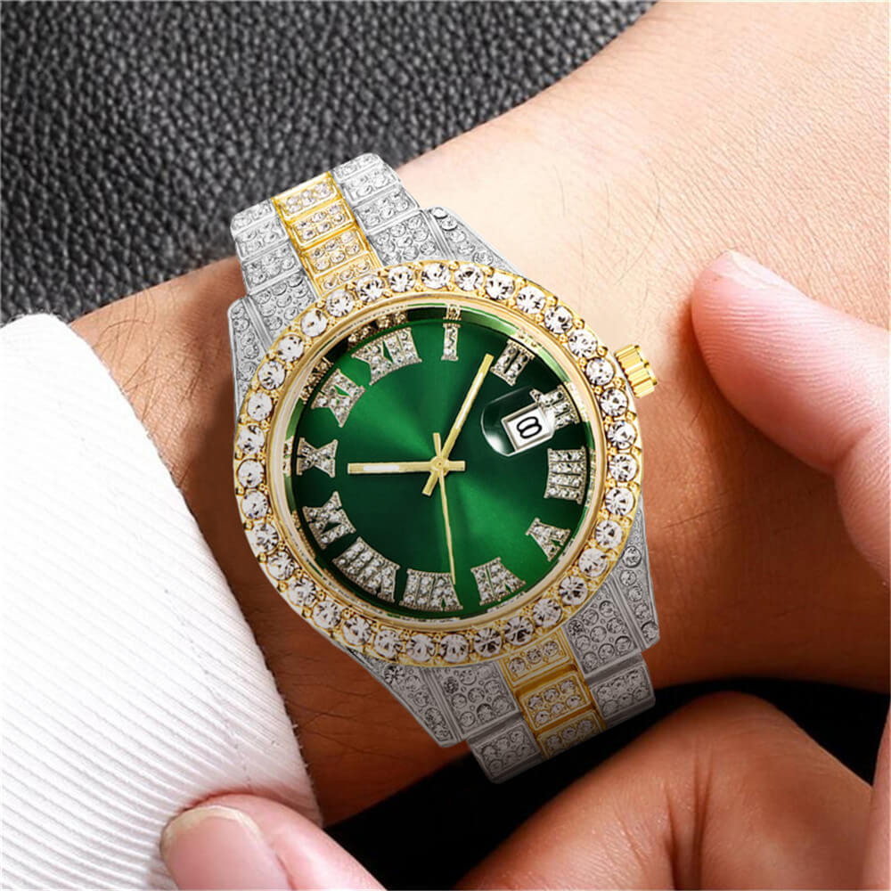 Iced Out Herreklokke med Romertall – Lyxig Glans