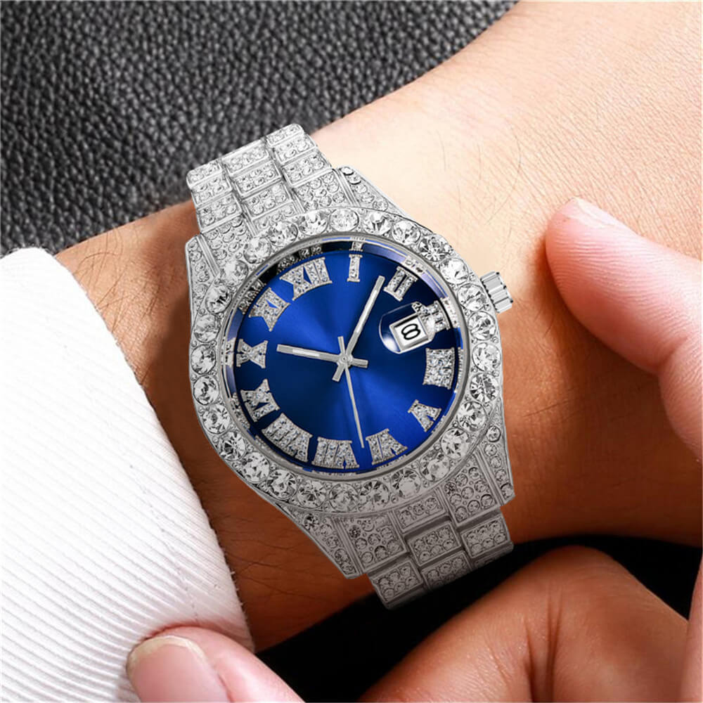 Iced Out Herreklokke med Romertall – Lyxig Glans