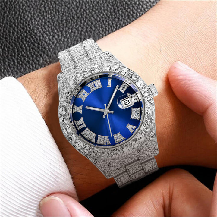 Iced Out Herreklokke med Romertall – Lyxig Glans