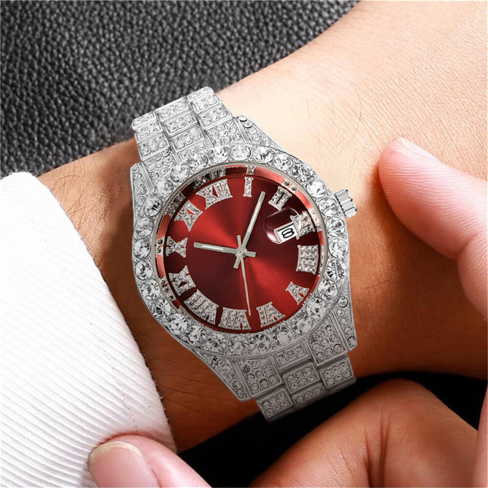 Iced Out Herreklokke med Romertall – Lyxig Glans