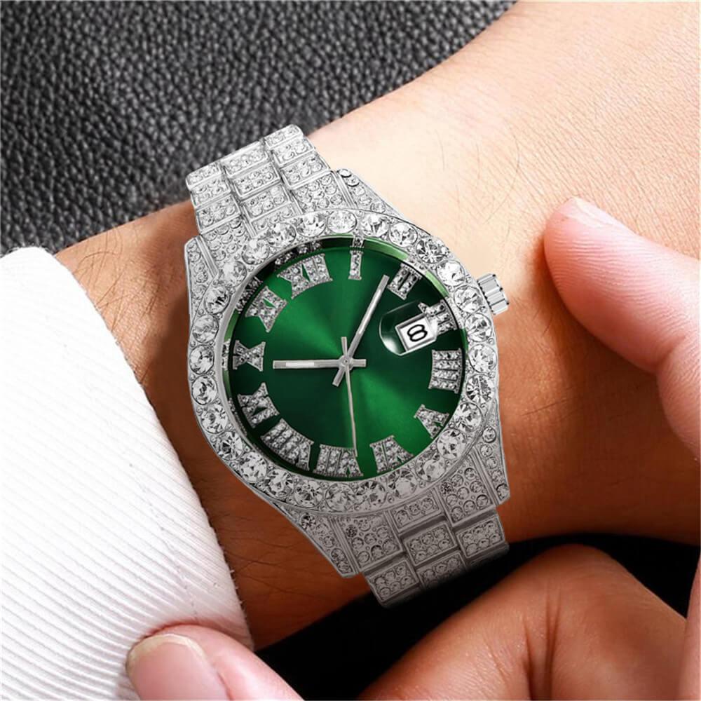 Iced Out Herreklokke med Romertall – Lyxig Glans