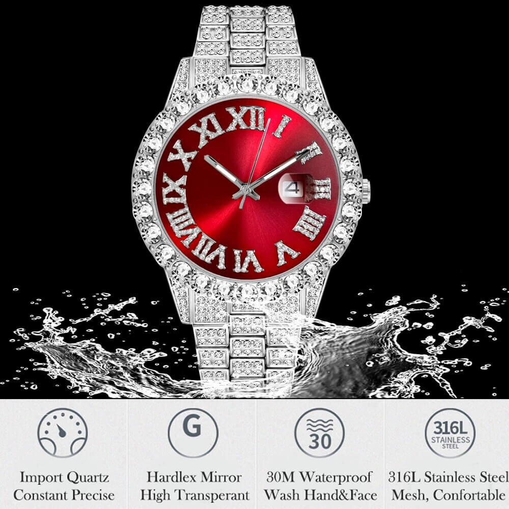 Iced Out Herreklokke med Romertall – Lyxig Glans
