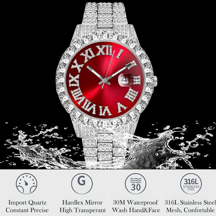 Iced Out Herreklokke med Romertall – Lyxig Glans