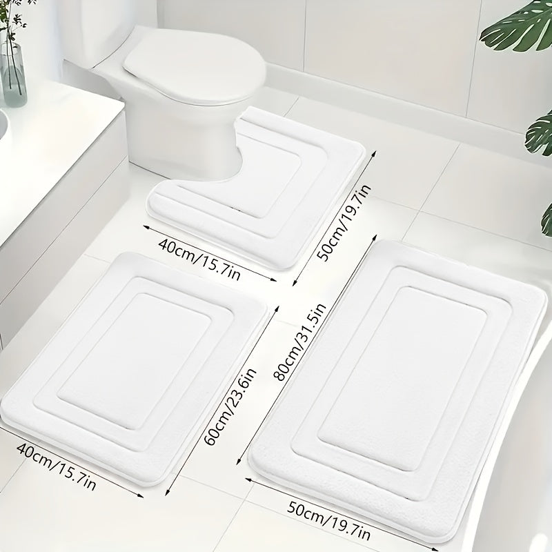 Luksuriöst 3-delt Baderomsmatte Set i Memory Foam
