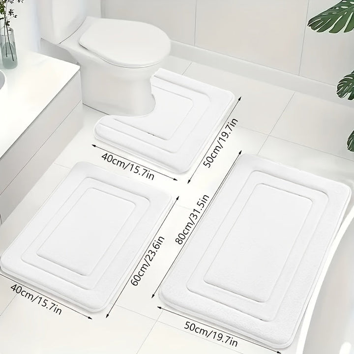 Luksuriöst 3-delt Baderomsmatte Set i Memory Foam