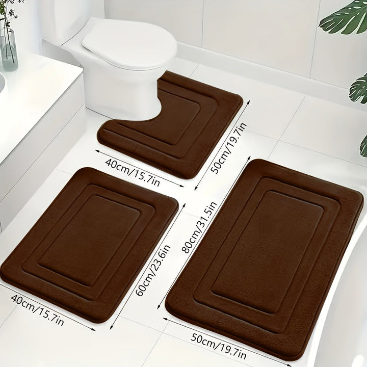 Luksuriöst 3-delt Baderomsmatte Set i Memory Foam