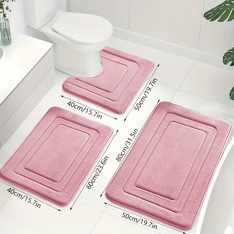 Luksuriöst 3-delt Baderomsmatte Set i Memory Foam