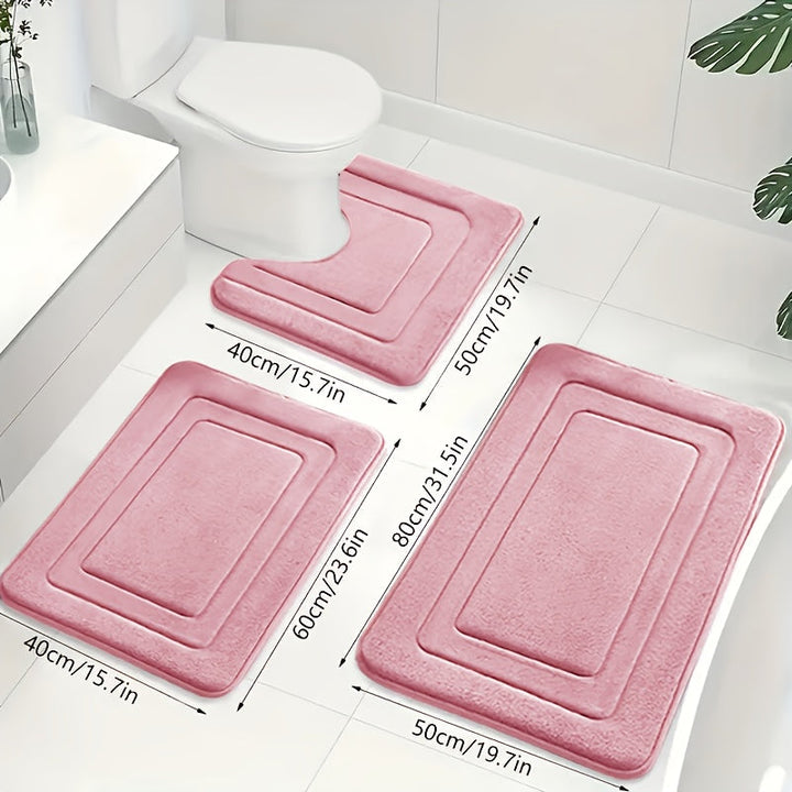 Luksuriöst 3-delt Baderomsmatte Set i Memory Foam