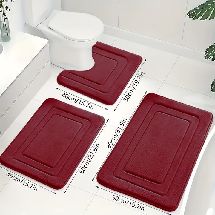 Luksuriöst 3-delt Baderomsmatte Set i Memory Foam
