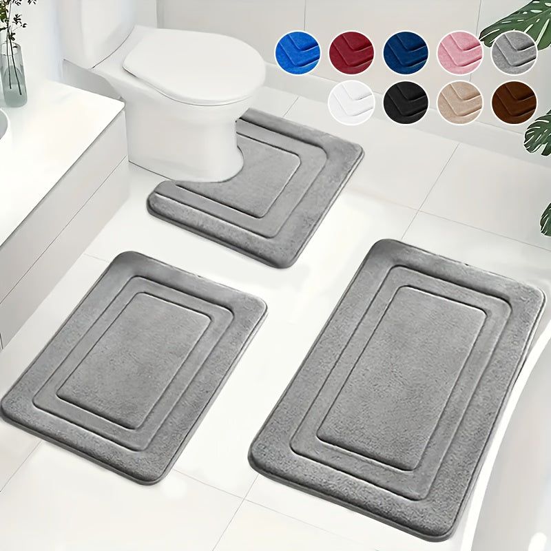 Luksuriöst 3-delt Baderomsmatte Set i Memory Foam