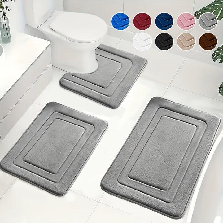 Luksuriöst 3-delt Baderomsmatte Set i Memory Foam