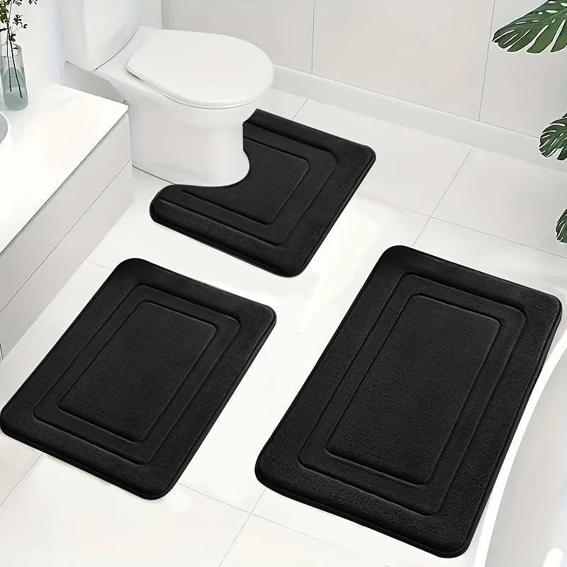 Luksuriöst 3-delt Baderomsmatte Set i Memory Foam