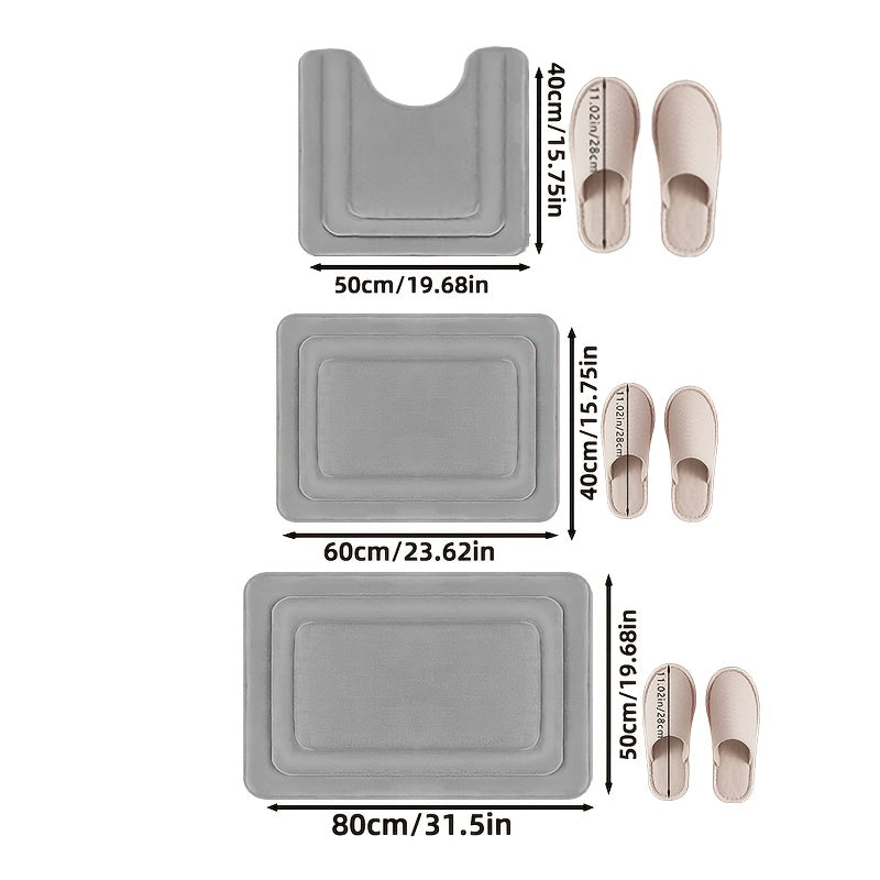 Luksuriöst 3-delt Baderomsmatte Set i Memory Foam